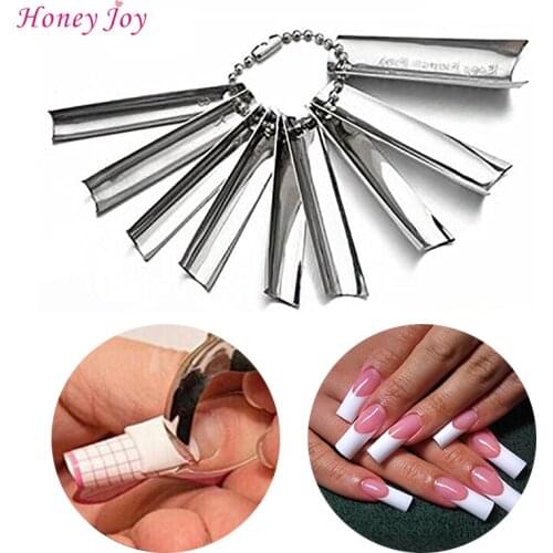 Easy French Tips Smile Line Pink & White Cut Nail Art UV Gel Acrylic Essenial Tools 9 Sizes Cutter Edge Trimmer Template