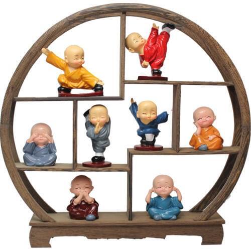 Kungfu little monk sculpture Chinese style resin Buddha statue home decoration accessories gift small Buddha statue Ornaments