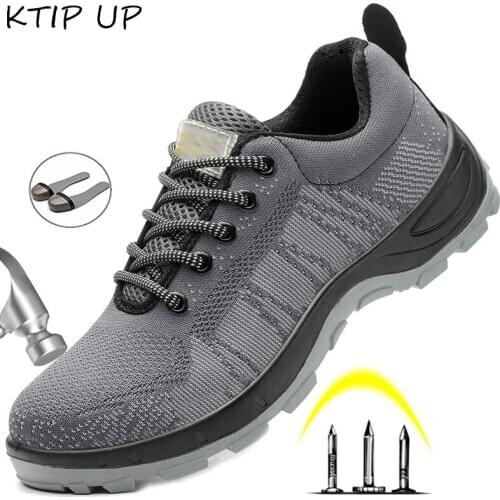 Fashion Mesh Puncture-Proof Safety Shoes Indestructible Non-slip Steel Toe Work Shoes Outdoor Breathable Sneakers Men Shoes