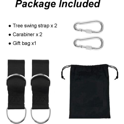 Set Tree Swing Hanging Kits Outdoor Patio Garden Swinging Egg Chair Hammocks Belt Strap with Carabiners and Storage Bag