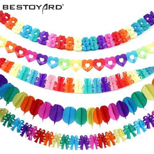 New Colorful Paper Garland Valentines Day Kids Birthday Party Banner Wedding Hang Pennants Wedding BEAR Banner Flags