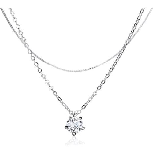 New Arrivals 925 Sterling Silver Double zircon Necklaces & Pendants For Women Fashion sterling-silver-jewelry