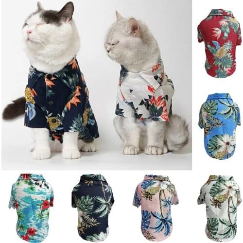 Pet Printed Clothes For Dogs Floral Beach Shirt Jackets Dog Coat Puppy Costume Cat Spring Clothing Pets Outfits