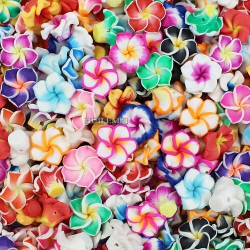 Wholesale 100pcs/lot 15mm Mixed Color Polymer Clay Flower Loose Spacer Beads for DIY Necklace Bracelet Jewelry Accessories Craft