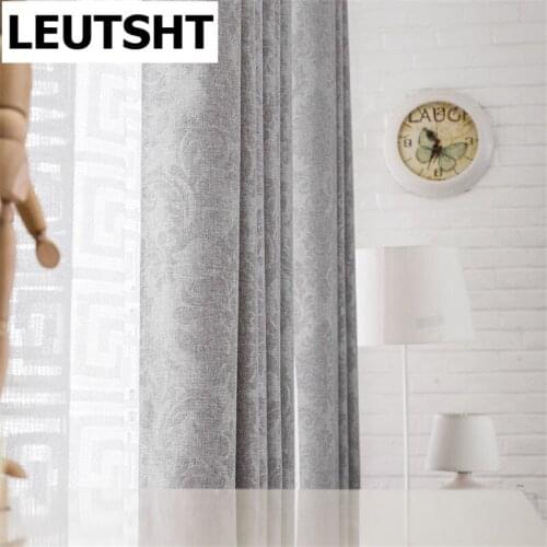 Gray Thick Blackout Curtains For Living Room Bedroom Modern Linen Curtain Window Treatment Customize