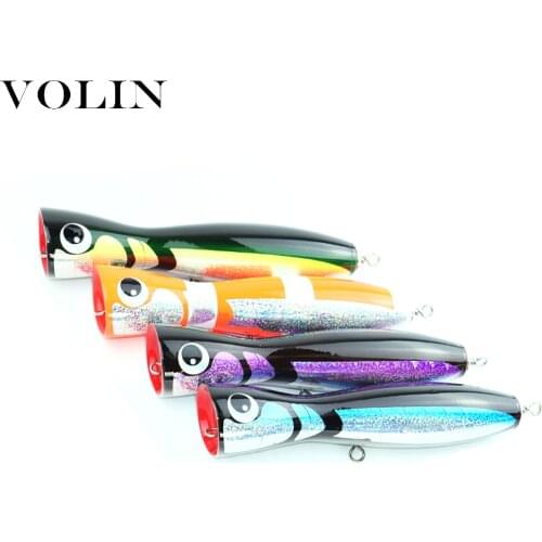 VOLIN NEW 1pc Topwater Big Game Hard Wooden Fishing Stickbait Surface Trolling Lure 190mm 120g Pencil Artifical Boat Lure