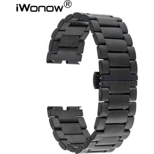 Stainless Steel Watchband Butterfly Clasp Strap for Motorola Moto 360 1 1st Gen 2014 Watch Band Wrist Bracelet Black Gold Silver