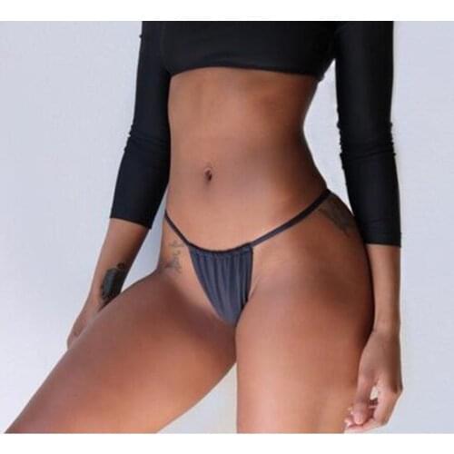 Sexy Womens Bikini Bottom Solid Color Strap Triangle G-String Swimwear Brazilian Cheeky Bikini Bottom Thong Bathing Swimsuit