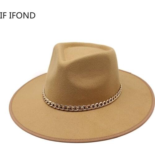 8.5CM Wide Brim Women Hats Woolen Jazz Felt Fedora Hat Fashion Panama Formal Hat New Round Top Wedding Hat