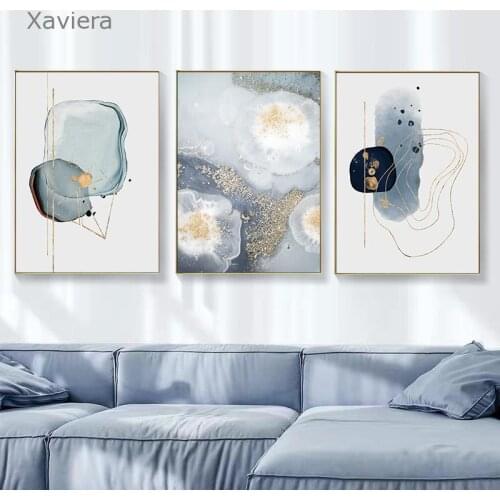 Nordic Abstract Blue Geometric Pattern Canvas Painting Modern Aesthetic Posters Prints Wall Art Pictures Living Room Decoration