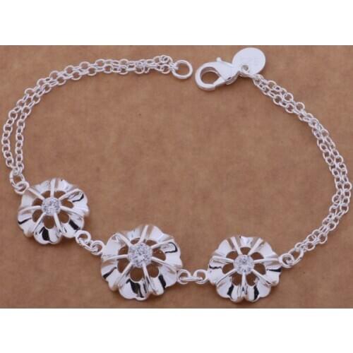 SL-AH118 Wholesale Silver Color Gift Women Lady Nice High Quality Fashion Jewelry Three Little Flower /bgcajxja Afbaiwia