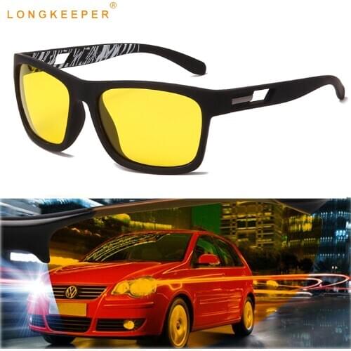 Fashion Night Vision Glasses Men Polarized Sunglasses Women Classic Square Yellow Lens Eyeware Driver Anti-glare Goggles Gafas