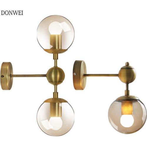 Modern Northern Europe Vintage Metal Glass Wall Lamp Industrial Indoor Lighting Bedside Lamps 110V 220V Light Sconce Wall Lights
