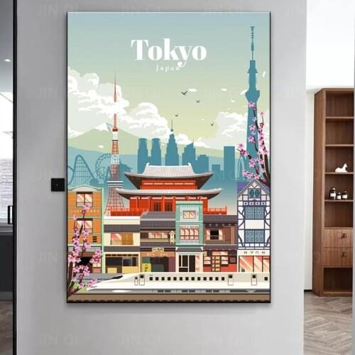 Tokyo Canvas Travel Poster Prints Home Wall Art Decor Modern PaintingPoster