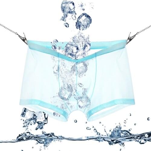 3pcs Mens Seamless Ice Silk Boxers Solid Sexy U Pouch Breathable Male Underwear EXtra Thin Transparent Man Underpants UD-139