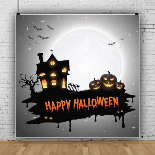 Pumpkin Castle Halloween Square Background Portrait Photography Home Party Photozone Decors Backdrops Studio Accessories