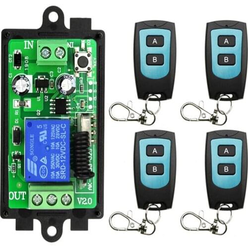 Universal Wireless Remote Control DC 12V 24V 1CH rf Relay Receiver and Transmitter for Universal Garage door and gate Control