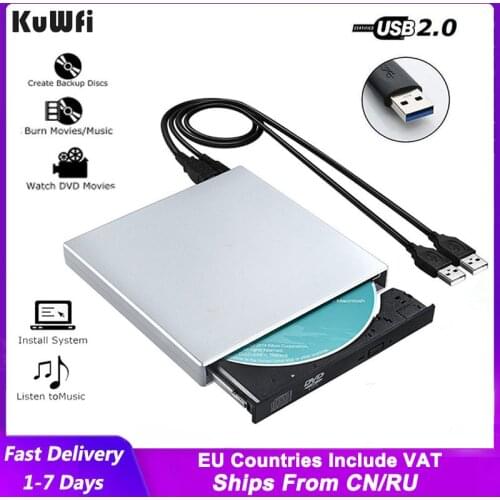 RW DVD-ROM USB 2.0 CD-ROM player External DVD Optical Drive Recorder for Laptop Computer Pc Windows 7/8