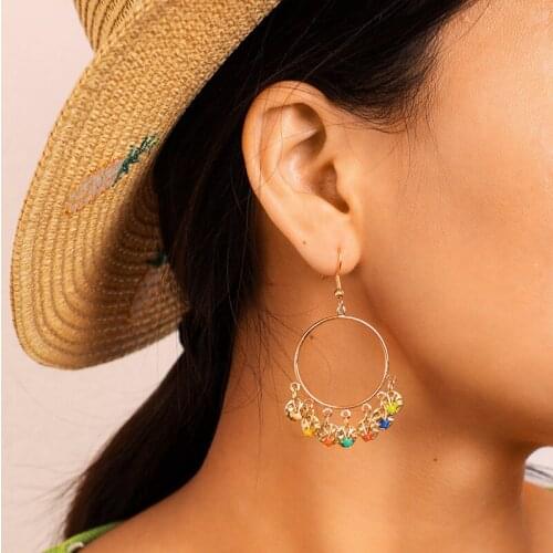 New Earrings for Women Cute Hoop Drop Earrings Boho Girls Colorful Crystal Lovers Trendy Jewelry Wholesale Kolczyki