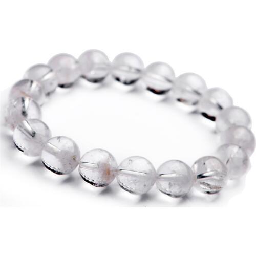 Newly Genuine Natural White Phantom Quartz Crystal Round Beads Bracelet Fashion Women Healing Crystal Charm Bracelet 11.5mm