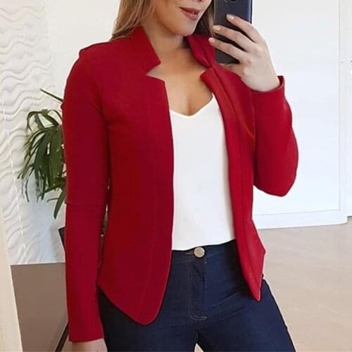 Women Coat 2021 Autumn Blazer Solid Color Pocket Long Sleeve Women Jacket Autumn Fashion Blazer Jackets Office Work Suit