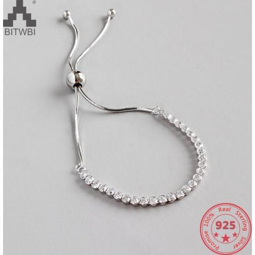 2019 Fashion Adjustable Bangles Zircon Crystal 925 Sterling Silver Female Bracelet Elegant Charm Jewelry Gifts