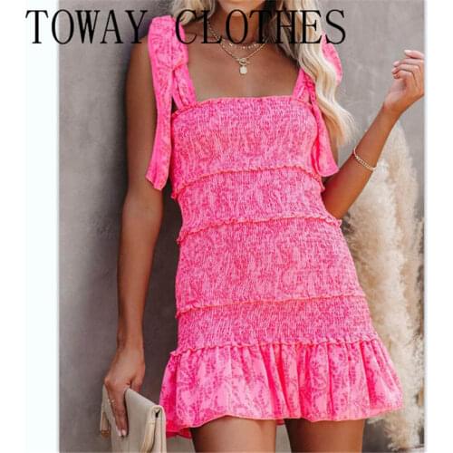 Women Summer Sweet Ruched Tied Strap Tiered Ruffle Cami Casual Dress Elegant Fashion Chic Dress