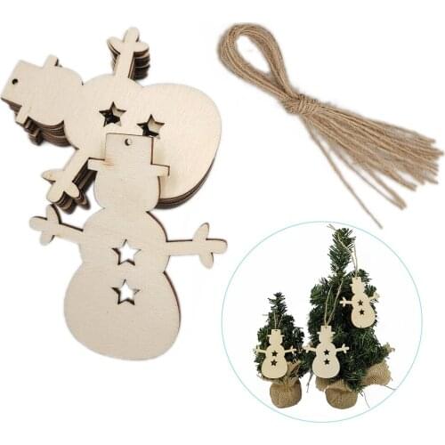 10PCS Wooden Crafts to Paint Christmas Tree Hanging Ornaments Unfinished Wood Cutouts Christmas Decoration DIY Crafts