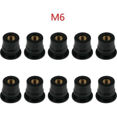 10pcs Rubber Well Nuts M4 M5 M6 Blind Fastener Windscreen Windshield Fairing Cowl Fastener Accessories for Motorcycle