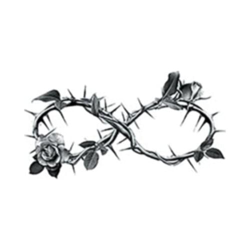 120MM×60MM black unlimited thorns rose waterproof tattoo stickers personality simulation flower tattoos