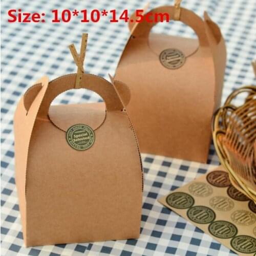 20pcs/lot-10*10*14.5cm Kraft paper pastry gift box cookies snack candy storage box DIY Baking packing boxes