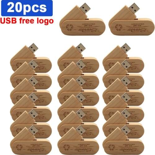 20pcs/lot Custom Made Bamboo Usb Flash Drive 8GB 16GB 32GB 64GB Pen Drive Pendrive Usb 2.0 Photography Gift free custom logo