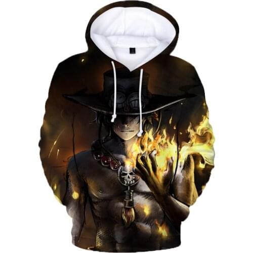 2021 One piece Anime Portgas D Ace 3D Hoodies Womens Clothes harajuku Hooded Sweatshirt 3D Print Oversized hoodies Clothes