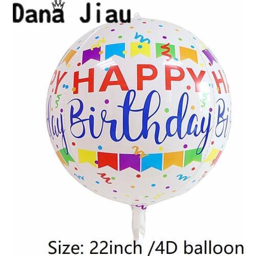 22 Inch HAPPY BIRTDAY 4D Balloon Congratulate Birhday Party Decoration White 4sides Helium Inflate Kids Toy Supplier