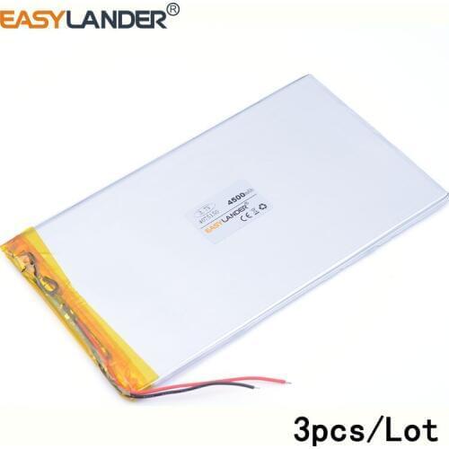 3pcs /Lot 4500 mah 4075150 3.7v lithium Li ion polymer 9 inches tablet battery domestic the built-in rechareable battery