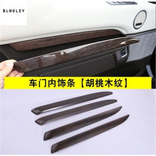 4pcs/lot ABS wooden grain four Interior doors decoration cover for 2018 Land Rover Discovery 5 car accessories