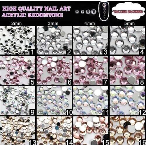 5bag/lot 3D Acrylic Nail Art Tips Flatback Gems Crystal Rhinestones DIY Decoration