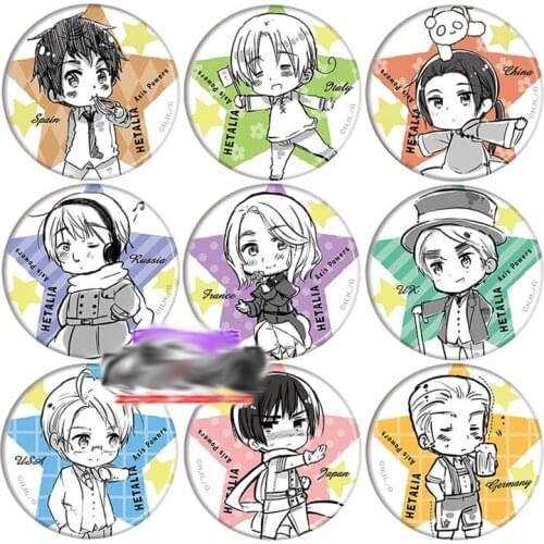 9pcs Anime Hetalia: Axis Powers Pins Japan Cartoon Cosplay Badge Brooch Collectible Pin Backpack Bags Collection Accessories