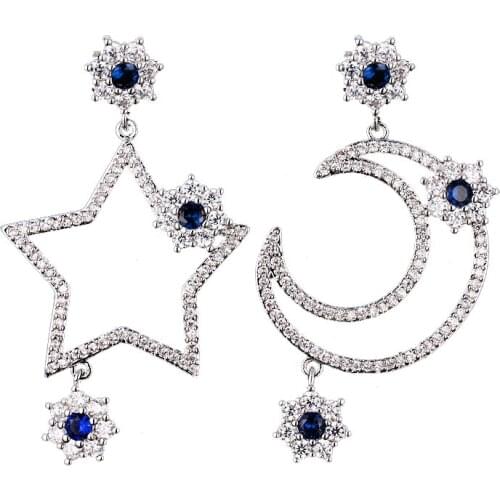 Bettyue Brand Fashion Hight Quality Fashion Design Star And Moon White Cubic Zircon Earring for Women Wedding Shining Gifts