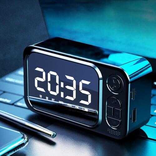 T5 Creative Alarm Clock Bluetooth Speaker Outdoor Portable Portable Wireless Card Speaker Mini Desktop Clock Speaker