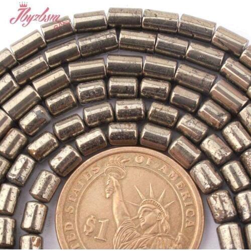 4x6mm Column Shape Pyrite Beads Natural Stone Beads For DIY Necklace Bracelets Earring Jewelry Making Strand 15" Free Shipping