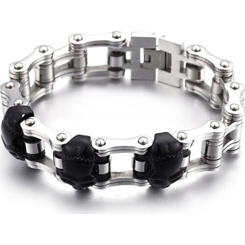 Black personality titanium steel bicycle skeleton bracelet retro trend bike male chain manufacturers straight batch