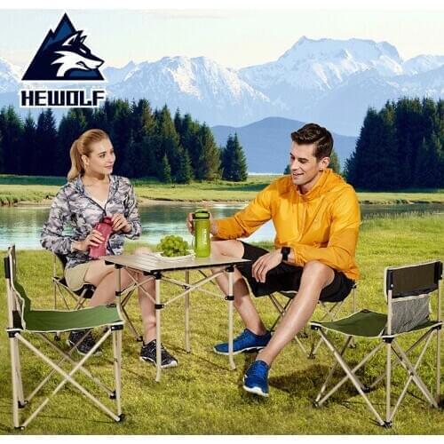Hewolf Outdoor Folding Table And Chair 5-piece Set Portable Storage Stool Camping Leisure Table Aluminum Alloy Combination Set