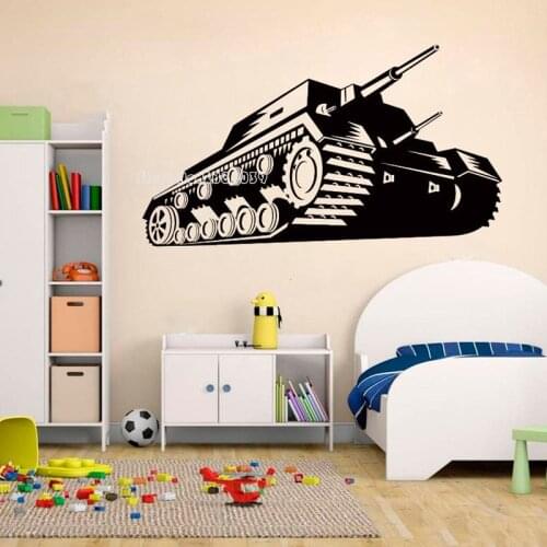 Art Tank Wall Stickers Military Army War Theme Door Window Vinyl Decals Nursery Kids Bedroom Home Wall Decor Children Gift LL445