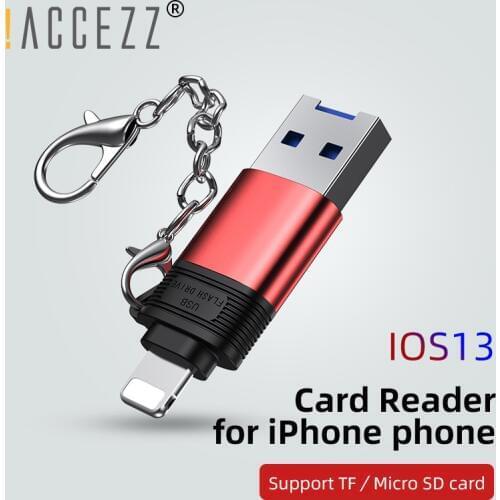 !ACCEZZ TF/Micro SD Card Reader For iPhone 11 Pro X XS Max 8 7 6 5 Plus IOS13 Memory Cards Reader 8 Pin To USB Adapter For ipad