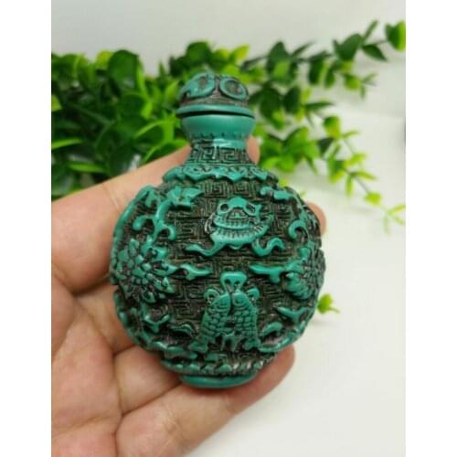 Chinese Turquoise Twins Fish Snuff Bottle