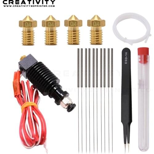 E3D V6 Remote hotend Kit 3D Printer Parts 0.4/1.75mm J-head Remote extruder 12V 24V with Nozzles Tweezers and 1M PPTFE tube