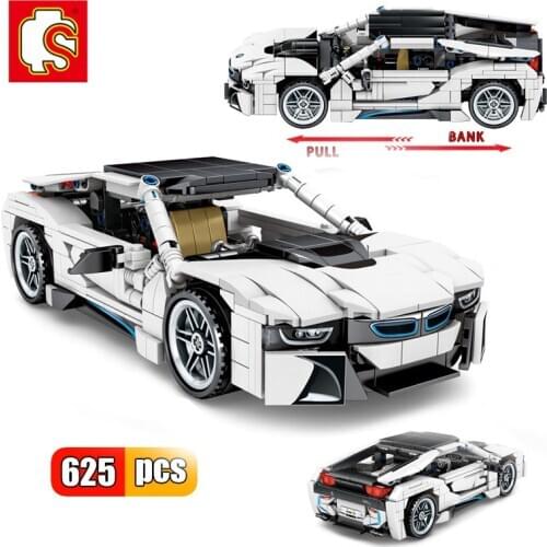 SEMBO 625pcs City Creator Pull Back Racing Car Building Blocks Technic DIY Champions Sport Car Bricks Educational Toys for Boys