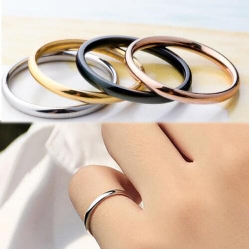 Fashion Spherical Rings Black Gold Stainless Steel Thin Ring For Women Men Wedding Gift Inspired Jewelry Wholesale