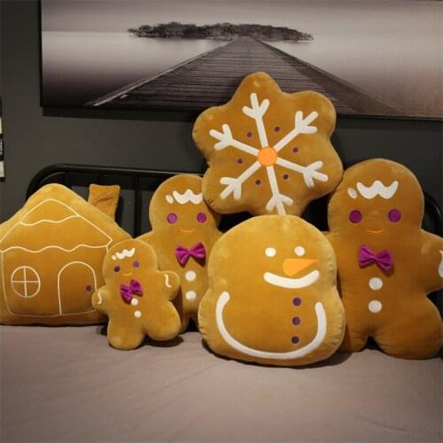 Stuffed Cartoon Gingerbread Man Plush Toy Biscuit Man Snowflake House Snowman Christmas Gift for Children Baby